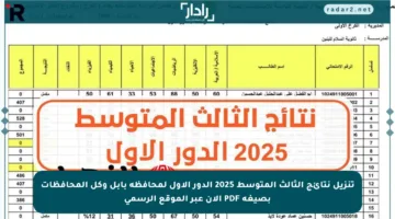 تنزيل نتائج الثالث المتوسط 2025 الدور الأول لمحافظة بابل وكل المحافظات بصيغة PDF الآن عبر الموقع الرسمي